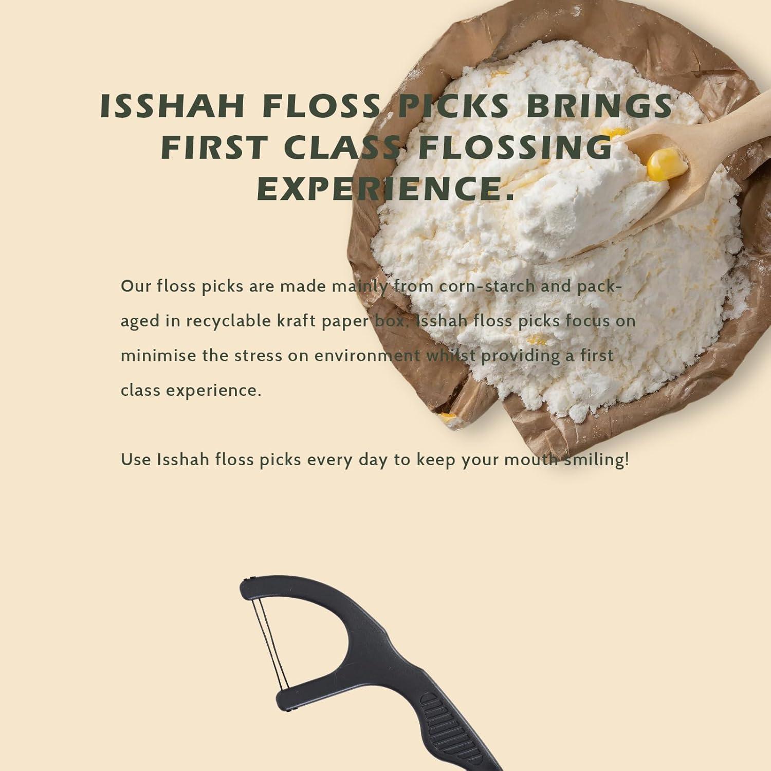 Plant Based Dental Floss Picks (300 Count) – Freshlock EcoPouch, Plant Based, Vegan, Eco Friendly, Sustainable Dental Flossers – Twin Floss (Charcoal)