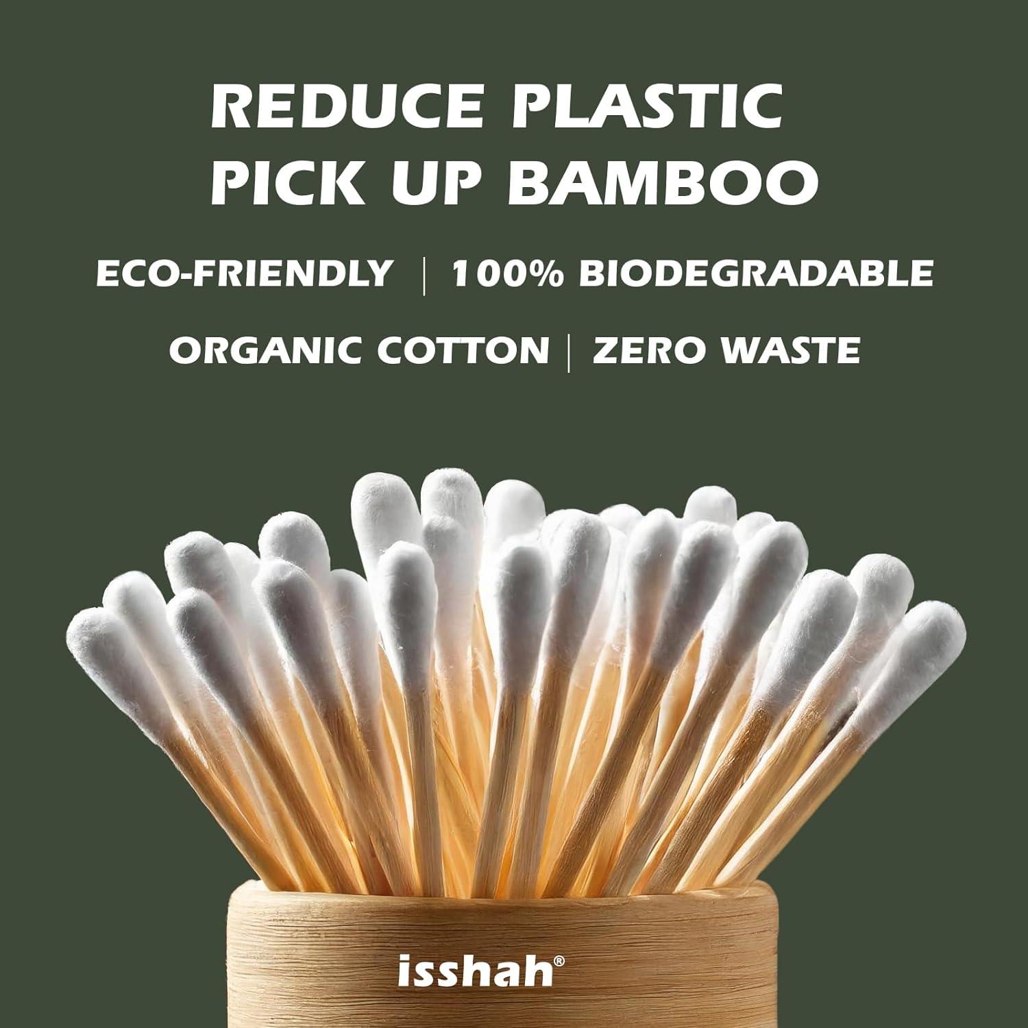 Bamboo Cotton Swabs – 2000 Count – FSC Certified and PETA Approved, Eco Friendly Double Tips, Plastic Free Ear Sticks, All Natural 100% Biodegradable Organic Cotton Buds by Isshah(2000 Count (Pack of 1))