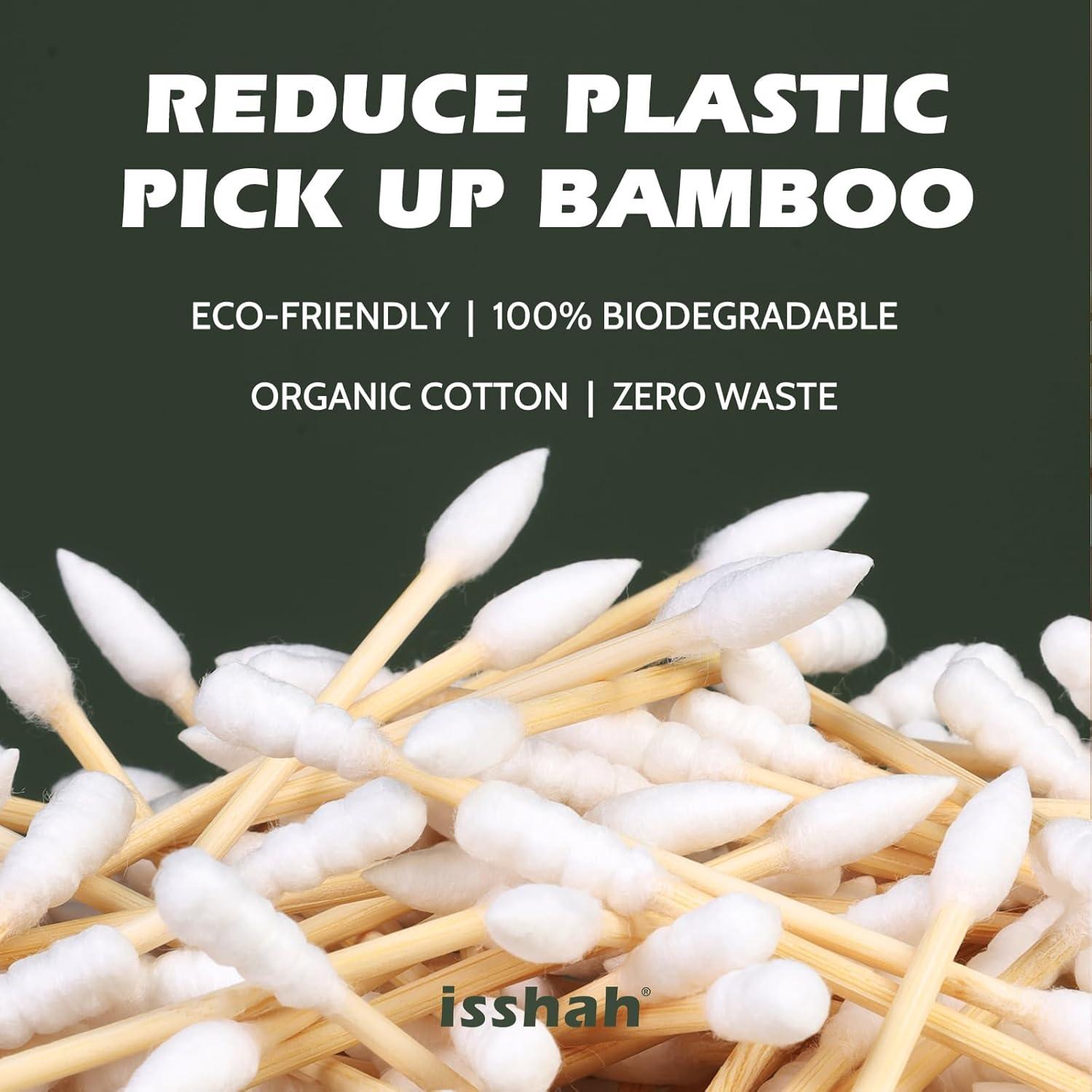 Bamboo Cotton Swabs – 2000 Count – FSC Certified and PETA Approved, Eco Friendly Double Tips, Plastic Free Ear Sticks, All Natural 100% Biodegradable Organic Cotton Buds by Isshah(Pointed & Spiral 1000 Count)