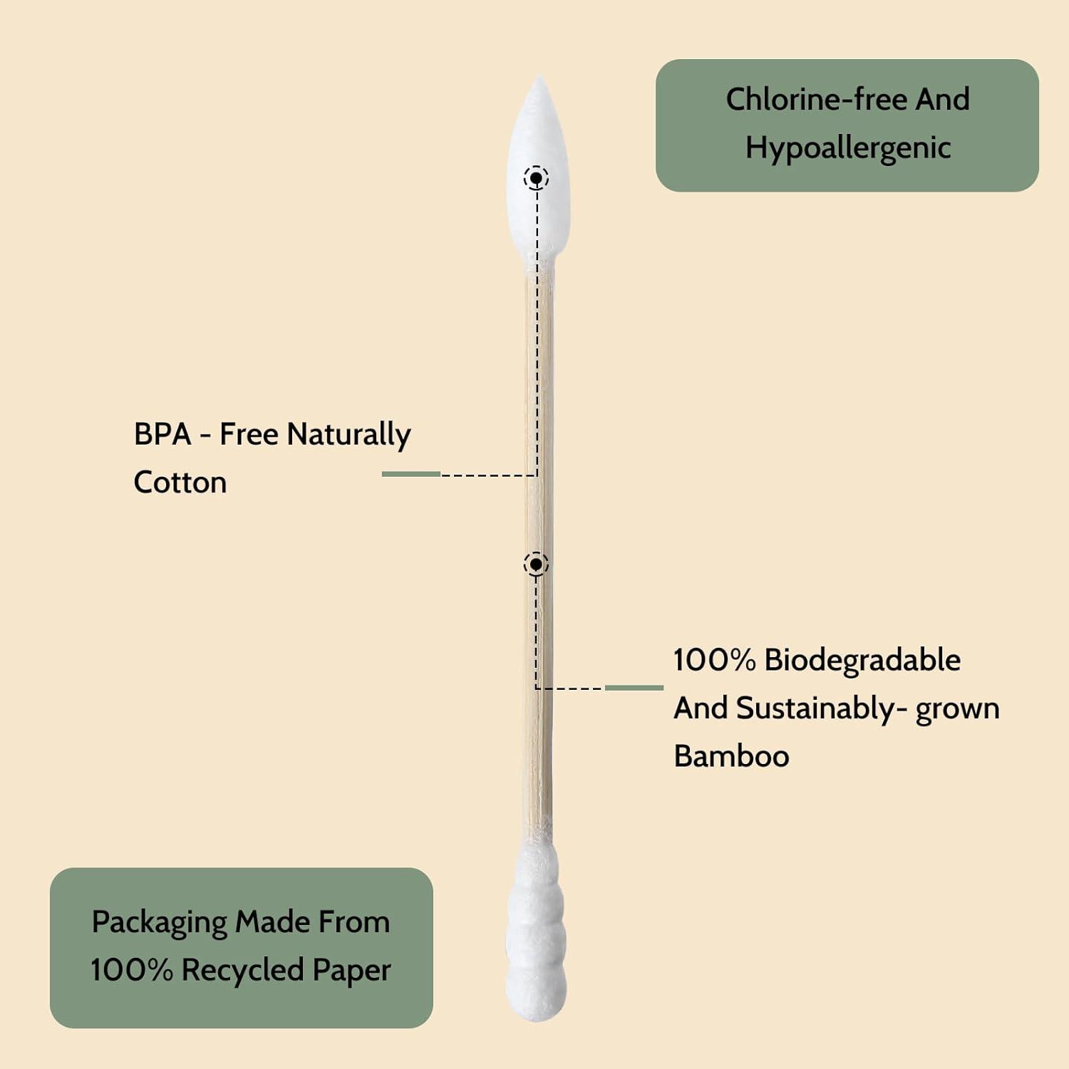 Bamboo Cotton Swabs – 2000 Count – FSC Certified and PETA Approved, Eco Friendly Double Tips, Plastic Free Ear Sticks, All Natural 100% Biodegradable Organic Cotton Buds by Isshah(Pointed & Spiral 1000 Count)
