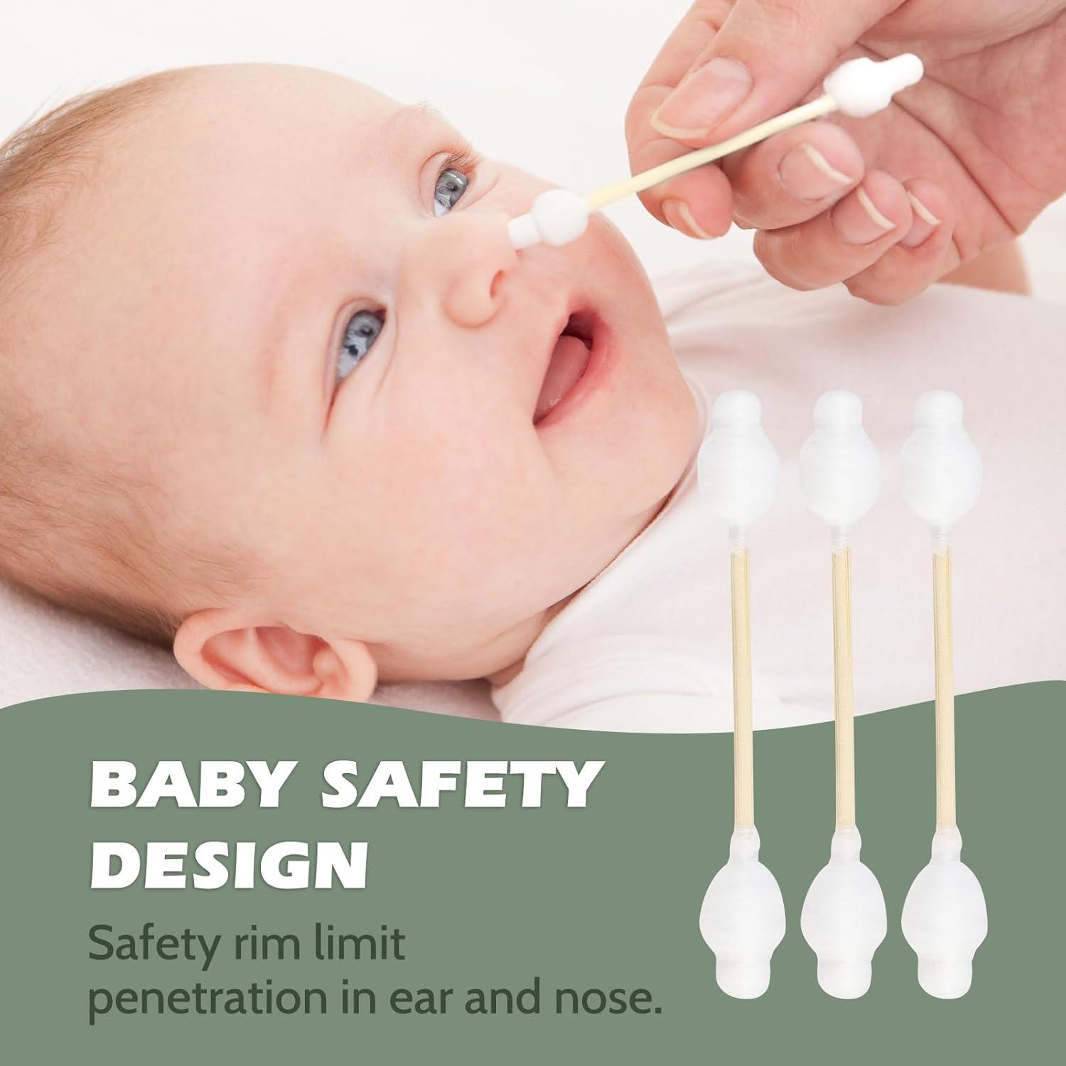 Baby Cotton Swabs – 108 Count – FSC Certified and PETA Approved, Bamboo Handle Cotton Tips, 100% Biodegradable, Gentle, Eco Friendly, Double Tips, Plastic Free Safety Baby Cotton Buds by Isshah