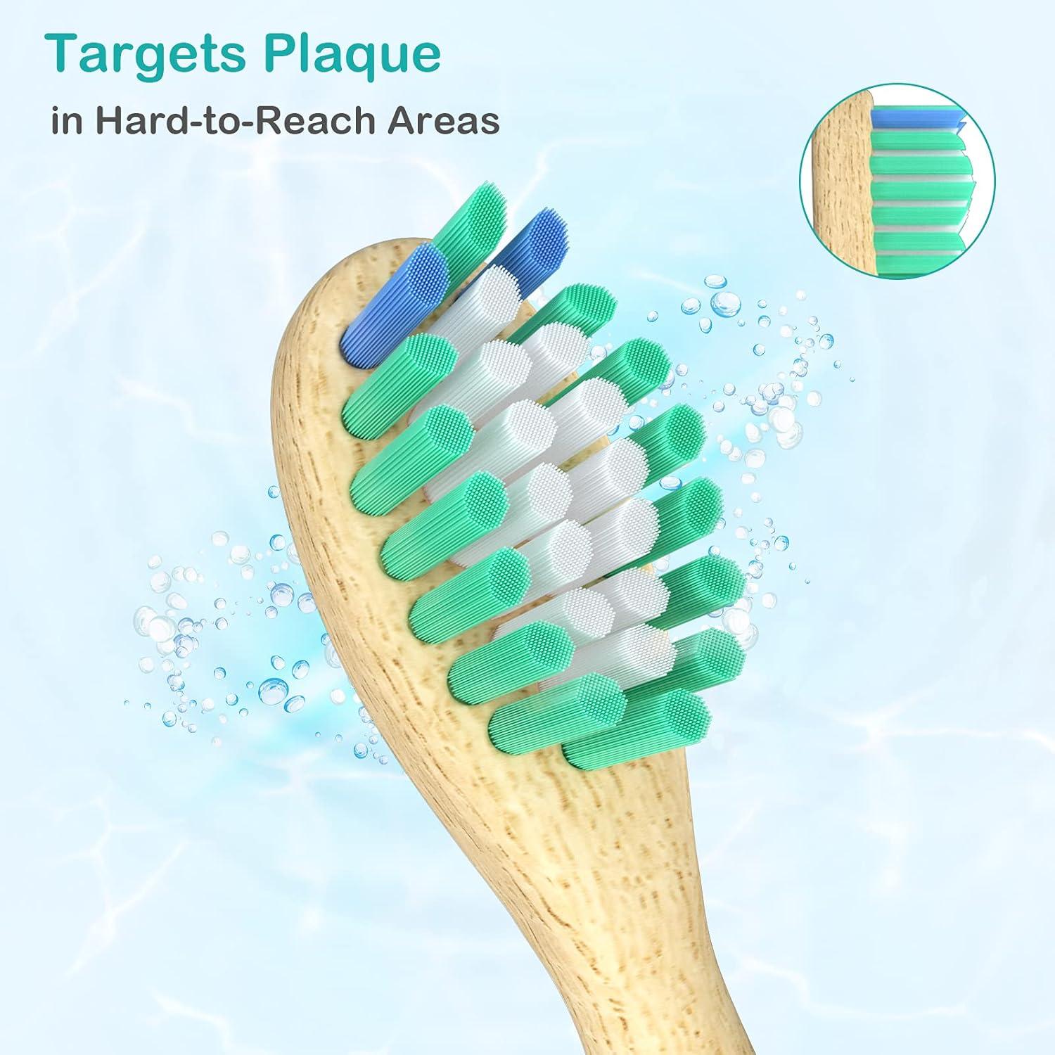 Bamboo Replacement Toothbrush Heads – FSC Certified and PETA Approved, 4 Count (Fits Most Philips Electric Toothbrushes)