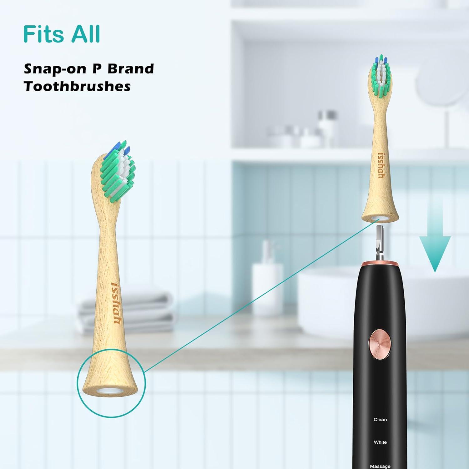 Bamboo Replacement Toothbrush Heads – FSC Certified and PETA Approved, 4 Count (Fits Most Philips Electric Toothbrushes)