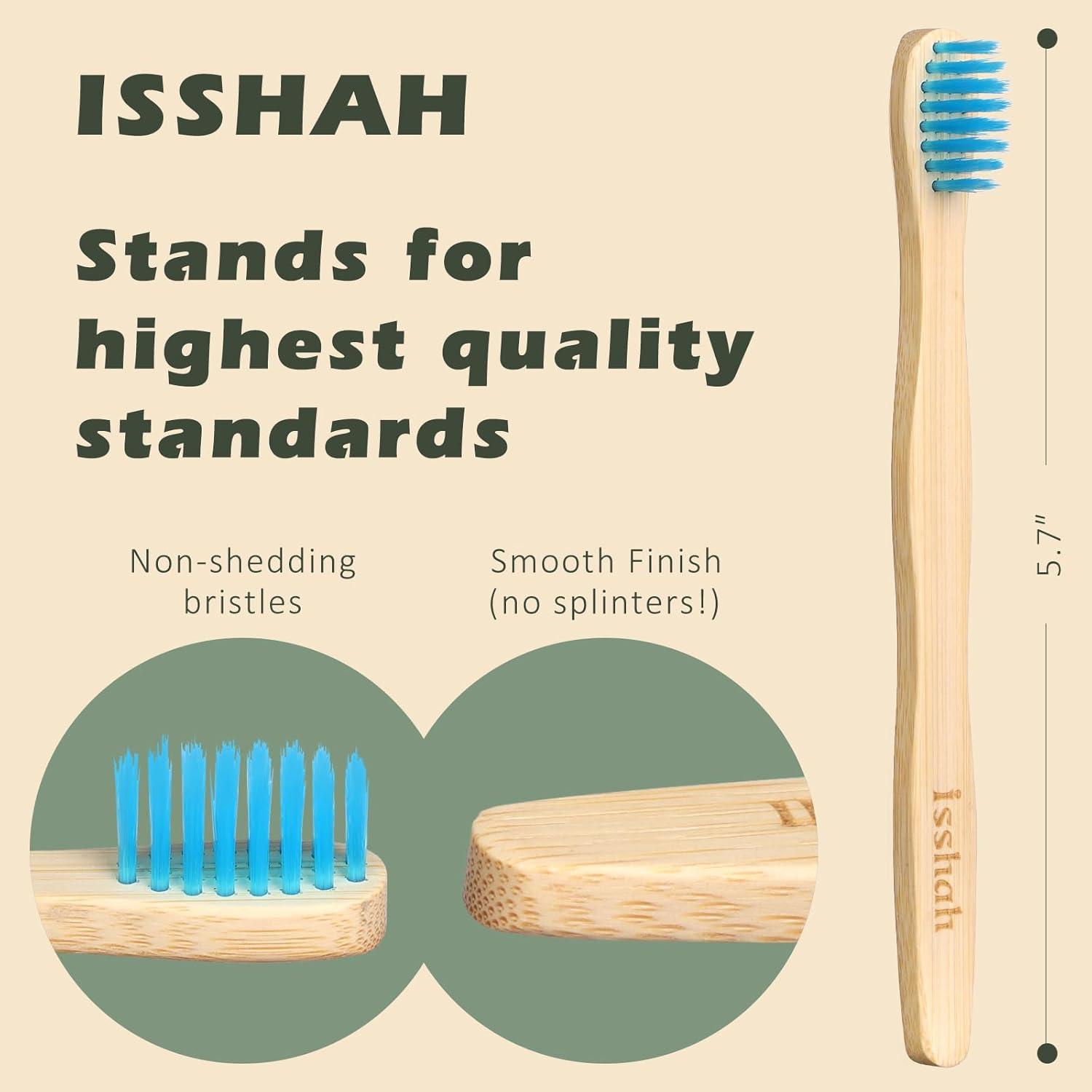 Kids Bamboo Toothbrushes Biodegradable Handle BPA Free Eco Friendly Children Size, Pack of 4