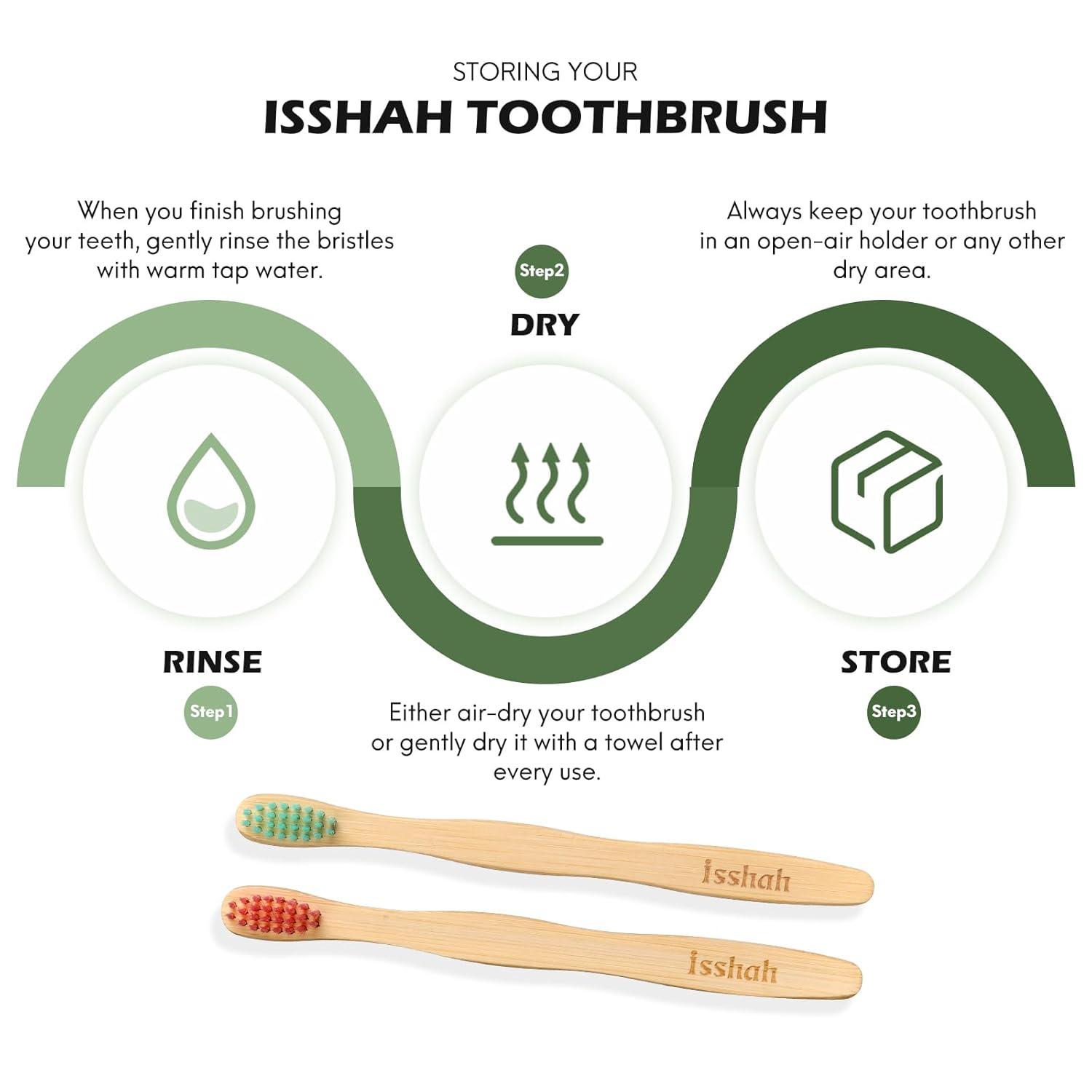 Kids Bamboo Toothbrushes Biodegradable Handle BPA Free Eco Friendly Children Size, Pack of 4