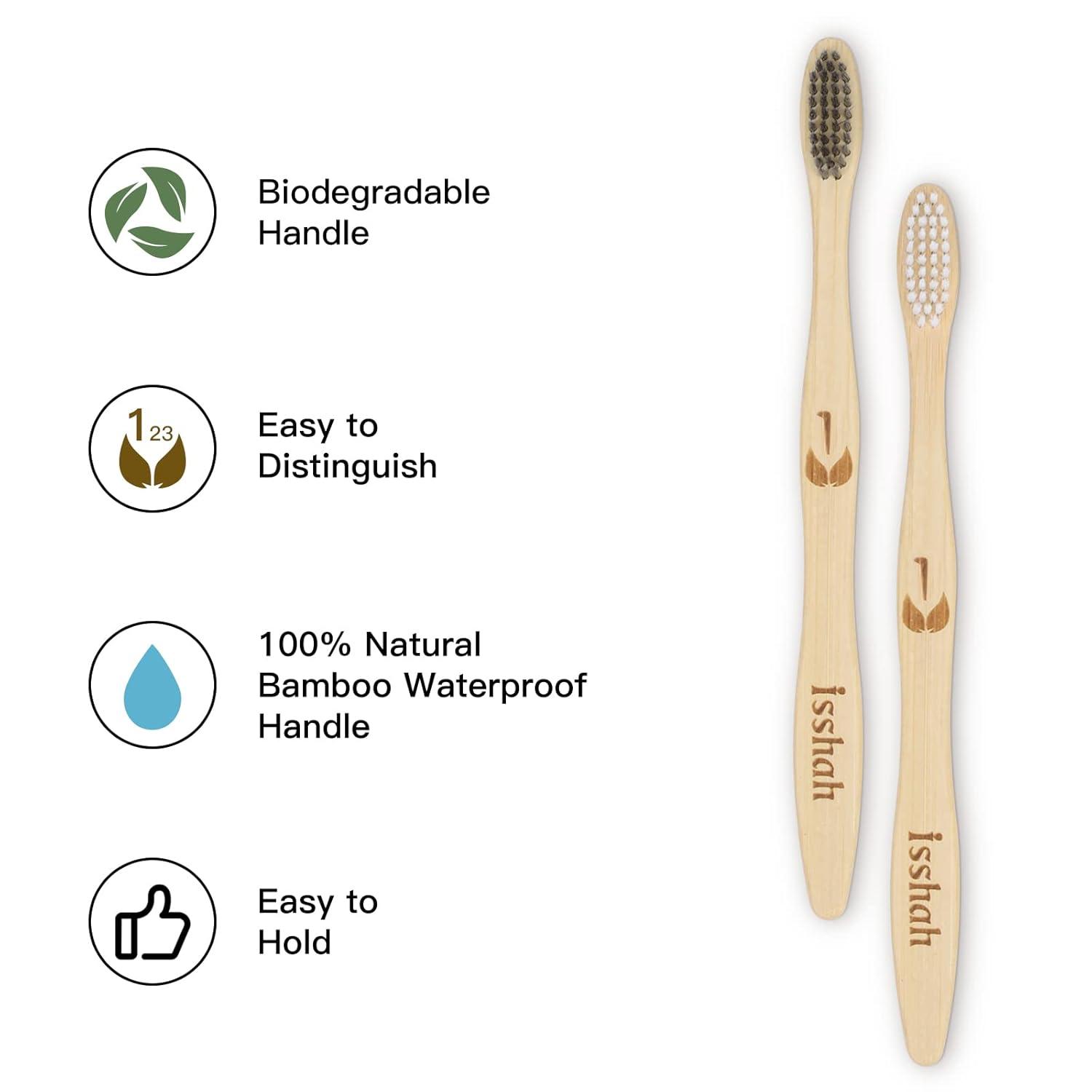 Biodegradable Eco-Friendly Natural Bamboo Charcoal Toothbrushes, FSC Certified and PETA Approved – 12 Count