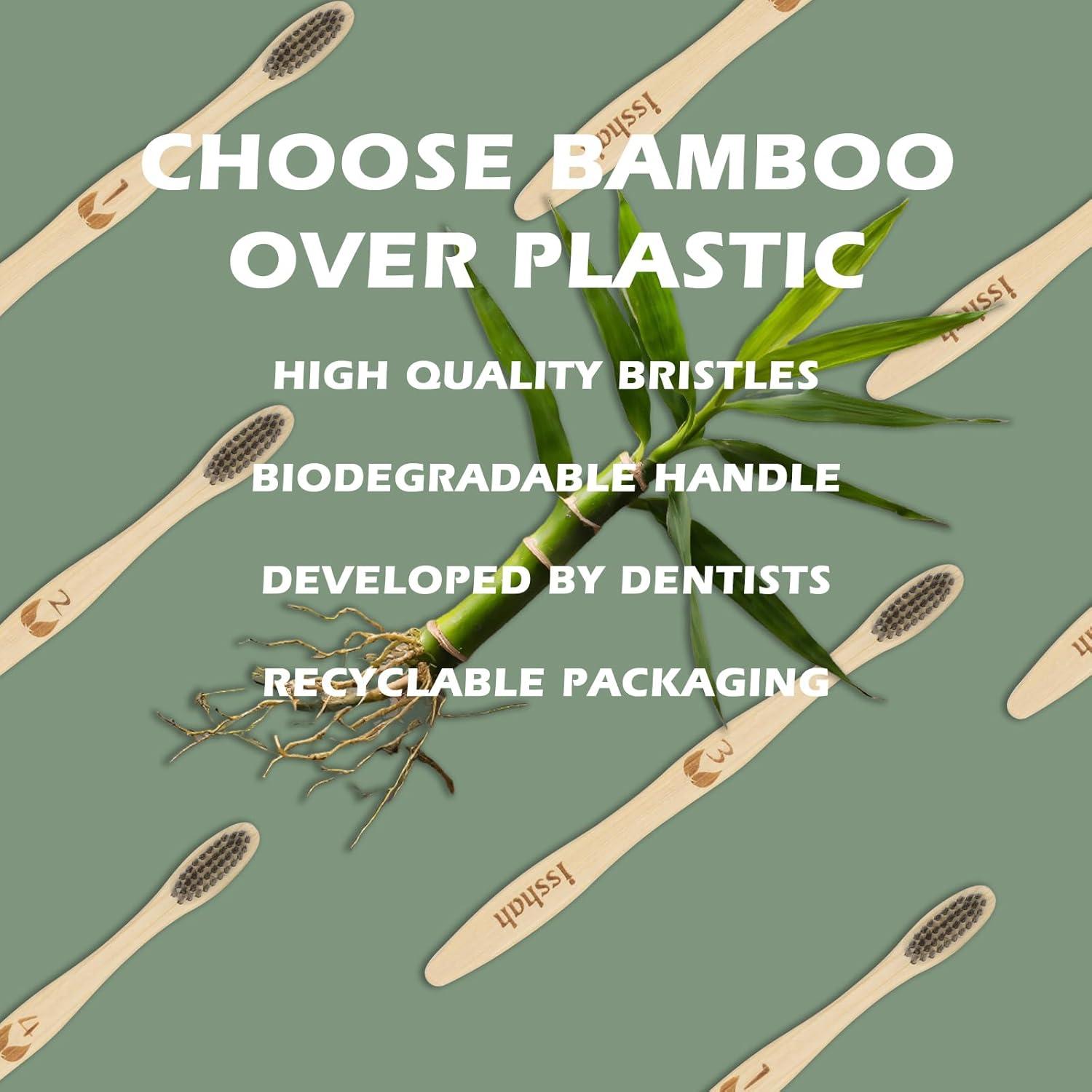Biodegradable Eco-Friendly Natural Bamboo Charcoal Toothbrushes, FSC Certified and PETA Approved – 12 Count