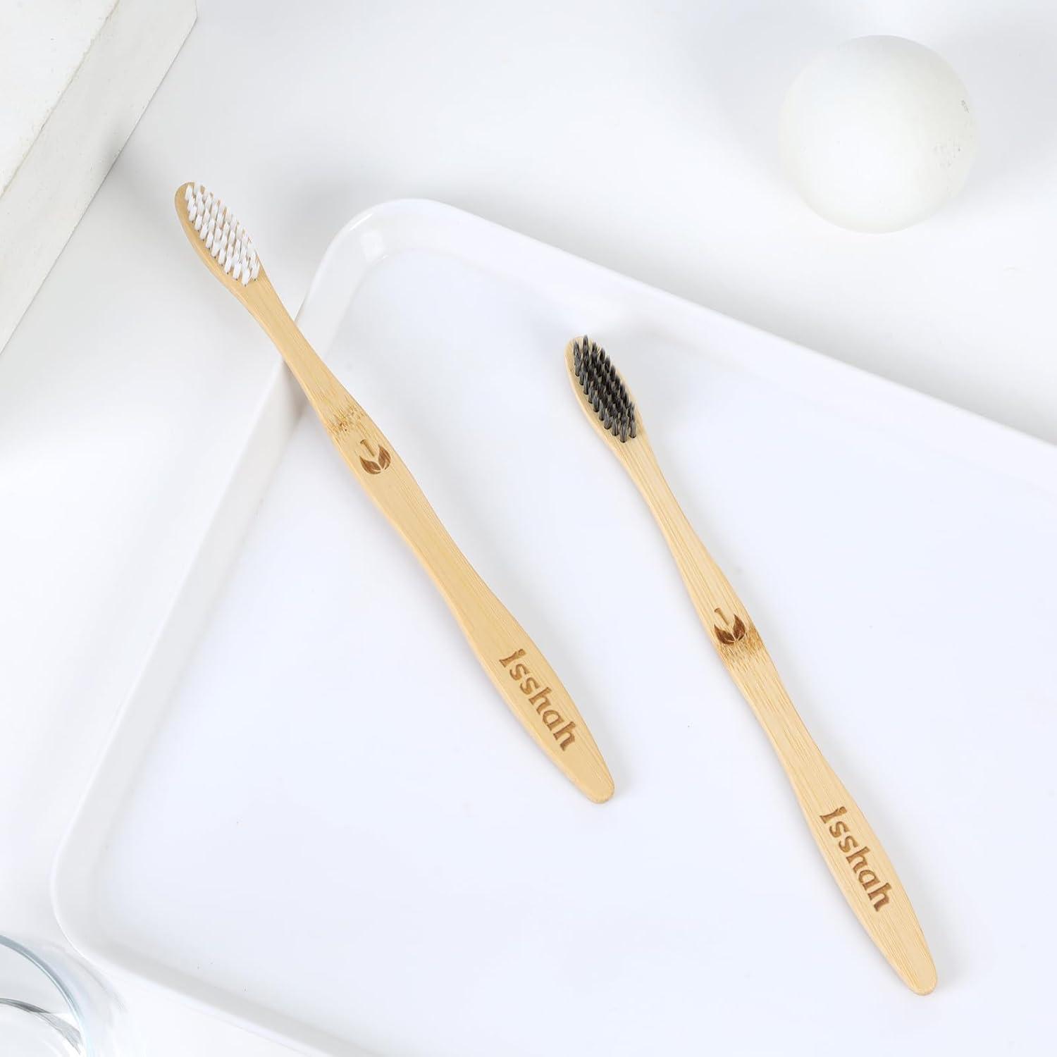 Biodegradable Eco-Friendly Natural Bamboo Charcoal Toothbrushes, FSC Certified and PETA Approved – 12 Count