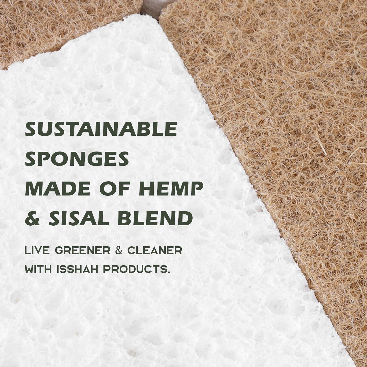 Plant-Based Kitchen Sponges – Natural, Eco-Friendly, Biodegradable Sisal Hemp Sponges for Dishes, Cleaning Sponge for Kitchen, Bathroom, Household – 24 Count