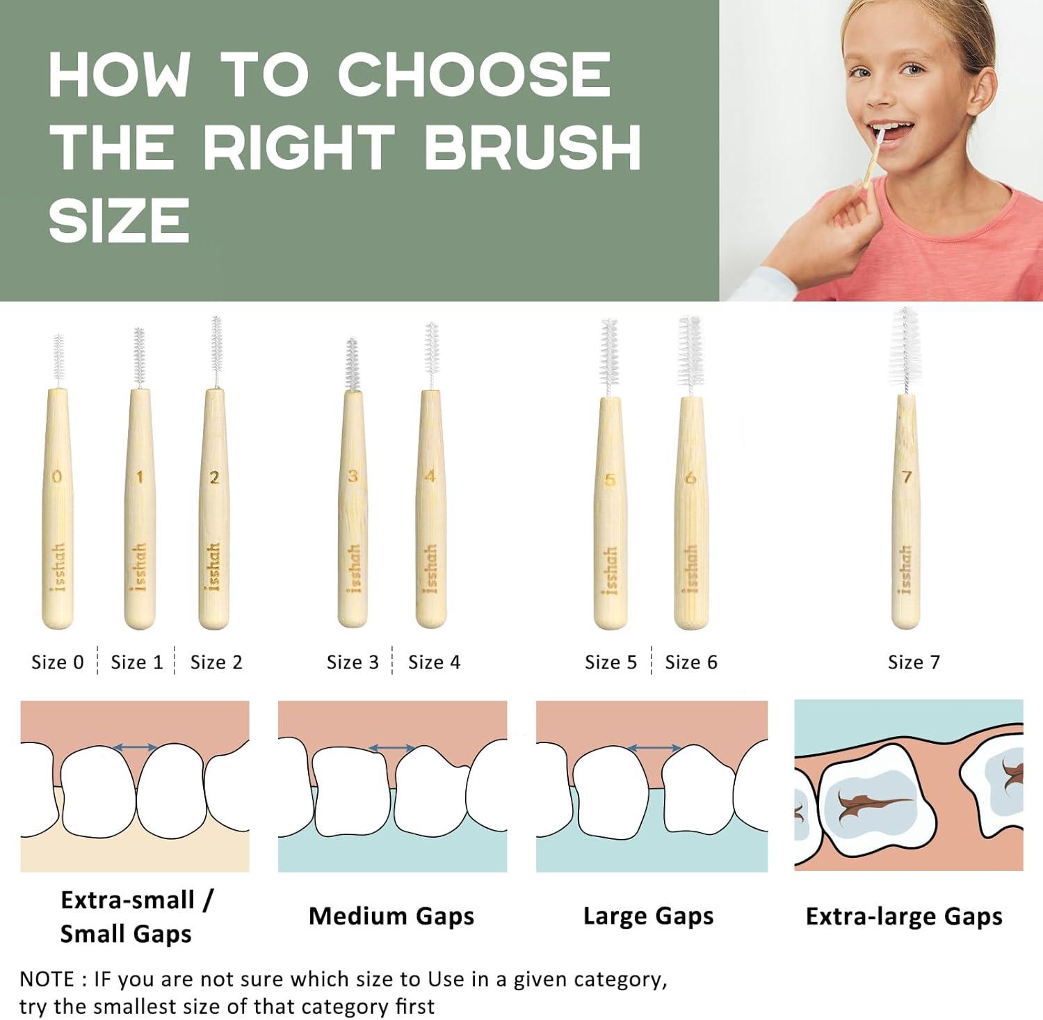 Bamboo Interdental Brushes, Between Teeth Cleaner Deep Clean Brush, 40 Count, Size 3, Medium Gaps(1 Count (Pack of 40))